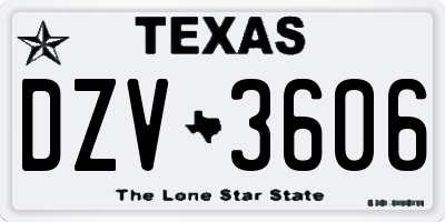 TX license plate DZV3606