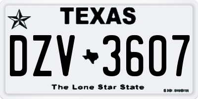 TX license plate DZV3607