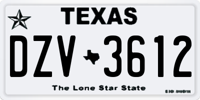TX license plate DZV3612
