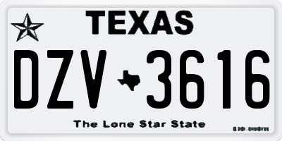 TX license plate DZV3616