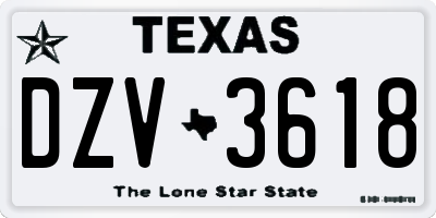 TX license plate DZV3618