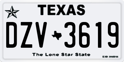 TX license plate DZV3619