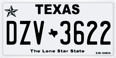 TX license plate DZV3622