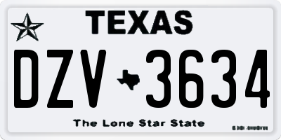 TX license plate DZV3634