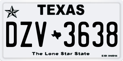 TX license plate DZV3638