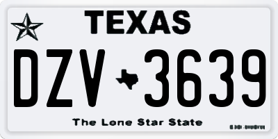 TX license plate DZV3639