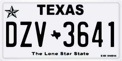 TX license plate DZV3641