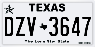 TX license plate DZV3647