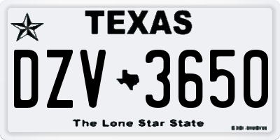 TX license plate DZV3650