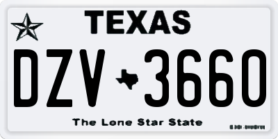 TX license plate DZV3660