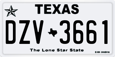 TX license plate DZV3661