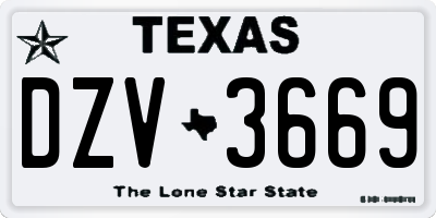 TX license plate DZV3669