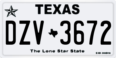 TX license plate DZV3672