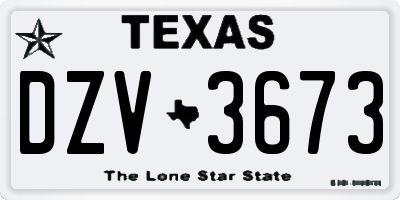 TX license plate DZV3673