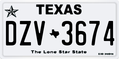 TX license plate DZV3674