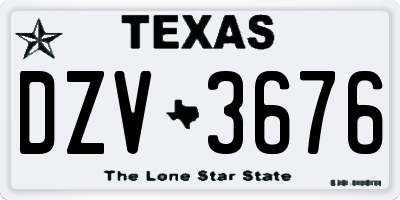 TX license plate DZV3676