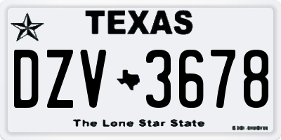 TX license plate DZV3678
