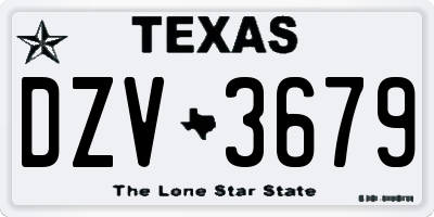 TX license plate DZV3679