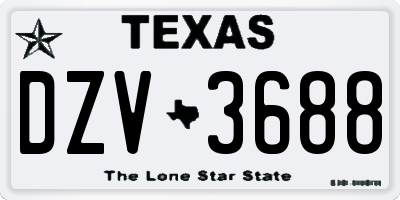 TX license plate DZV3688