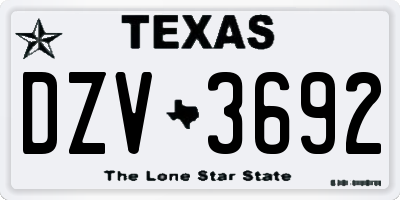 TX license plate DZV3692