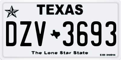 TX license plate DZV3693