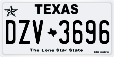 TX license plate DZV3696