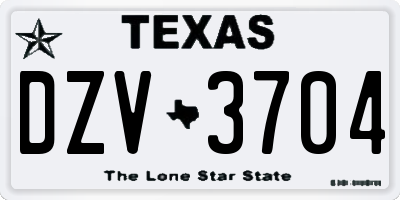 TX license plate DZV3704