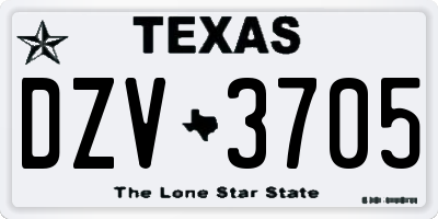 TX license plate DZV3705