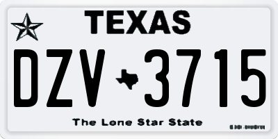 TX license plate DZV3715