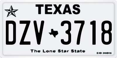 TX license plate DZV3718