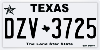 TX license plate DZV3725