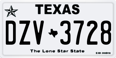 TX license plate DZV3728