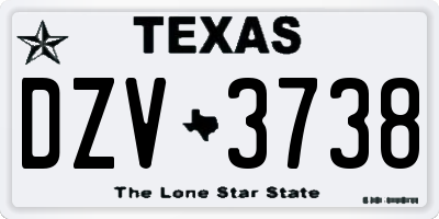 TX license plate DZV3738