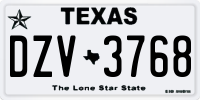 TX license plate DZV3768