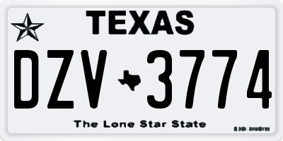 TX license plate DZV3774