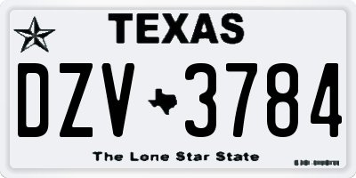 TX license plate DZV3784