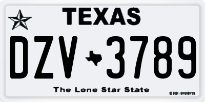 TX license plate DZV3789