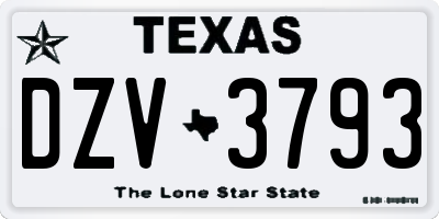 TX license plate DZV3793