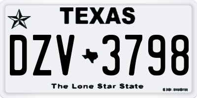 TX license plate DZV3798
