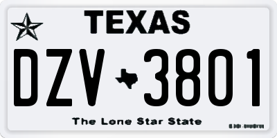 TX license plate DZV3801
