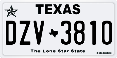 TX license plate DZV3810