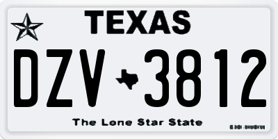 TX license plate DZV3812