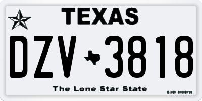 TX license plate DZV3818