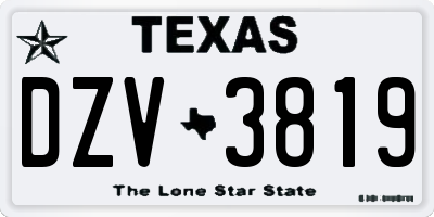TX license plate DZV3819
