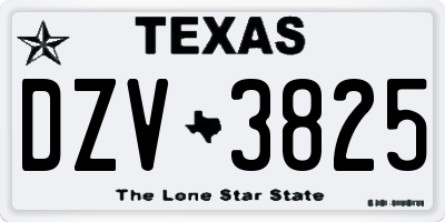 TX license plate DZV3825