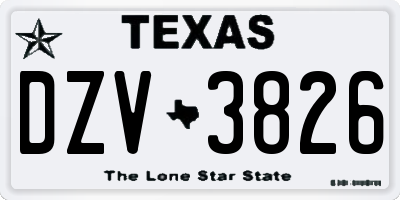 TX license plate DZV3826