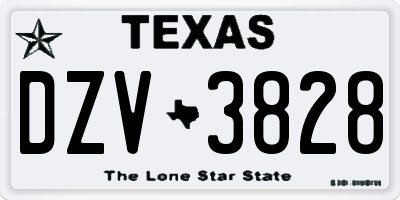 TX license plate DZV3828