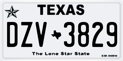 TX license plate DZV3829