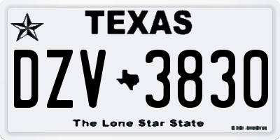 TX license plate DZV3830