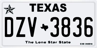 TX license plate DZV3836